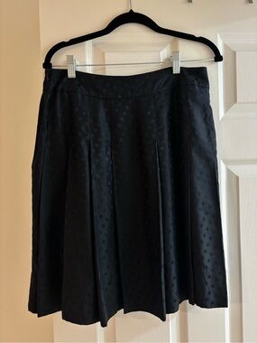 100% Silk Black Pleated Polka Dot Skirt